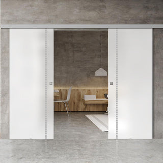 Image: Double Glass Sliding Door - Gifford 8mm Obscure Glass - Obscure Printed Design - Planeo 60 Pro Kit
