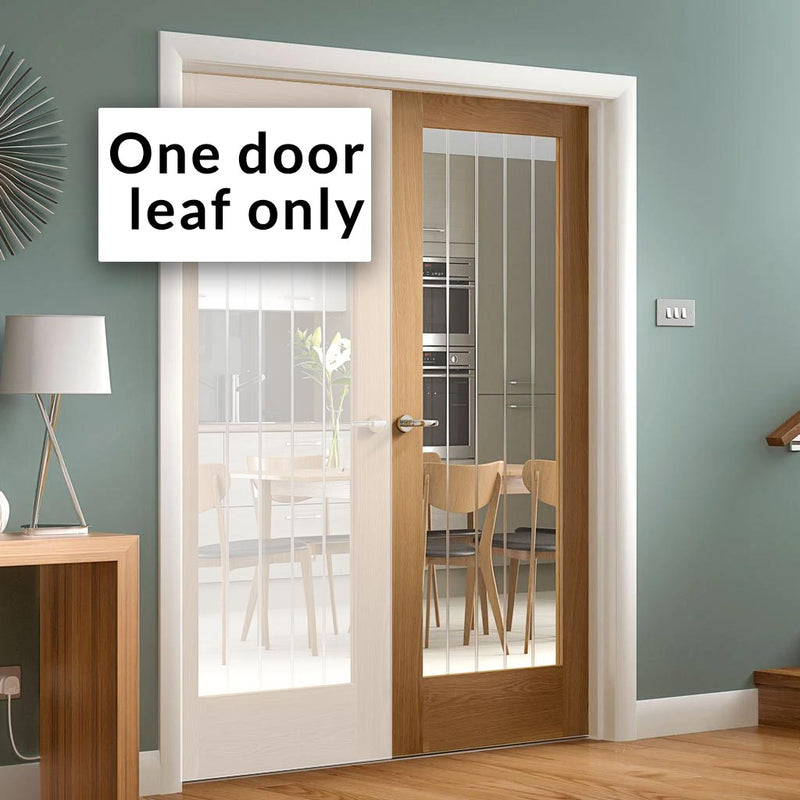 OUTLET - 1 Door Only -  Suffolk Oak Door - Etched Lined Clear Glass (half of the door pair)