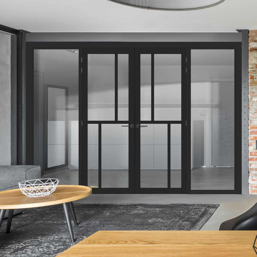 Room Divider - Handmade Eco-Urban® Hampton with Two Sides DD6413C - Clear Glass - Premium Primed - Colour & Size Options