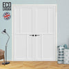 Hampton 4 Panel Solid Wood Internal Door Pair UK Made DD6413 - Eco-Urban® Cloud White Premium Primed