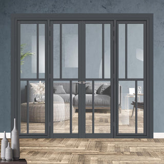 Image: Urban Ultimate® Room Divider Hampton 4 Pane Door Pair DD6413C with Matching Sides - Clear Glass - Colour & Height Options