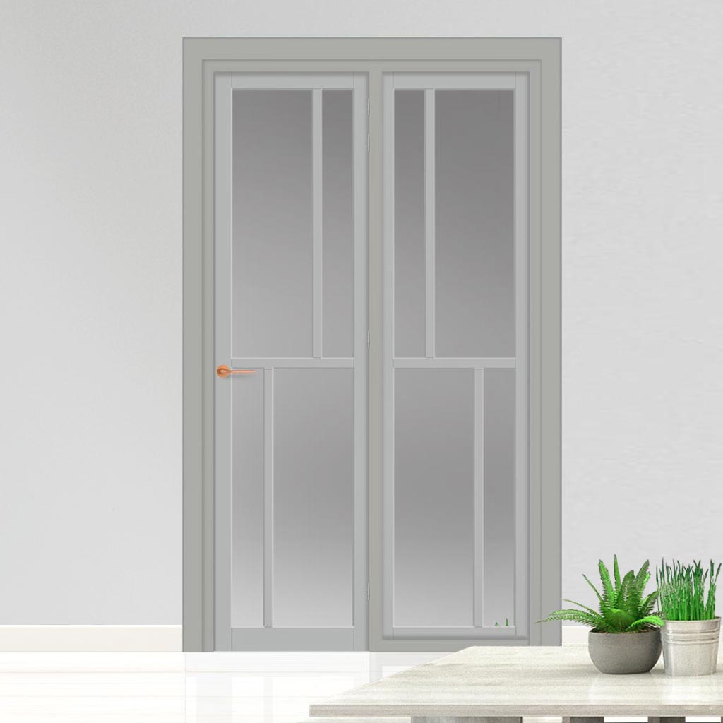 Urban Ultimate® Room Divider Hampton 4 Pane Door DD6413F - Frosted Glass with Full Glass Side - Colour & Size Options