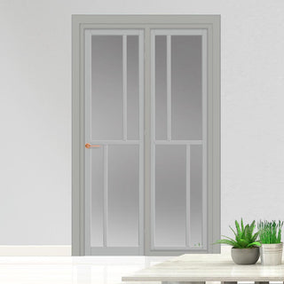 Image: Urban Ultimate® Room Divider Hampton 4 Pane Door DD6413F - Frosted Glass with Full Glass Side - Colour & Size Options