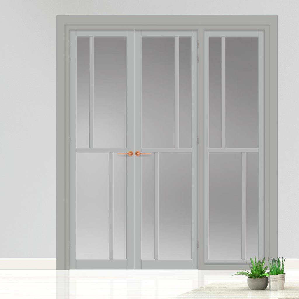 Urban Ultimate® Room Divider Hampton 4 Pane Door Pair DD6413F - Frosted Glass with Full Glass Side - Colour & Size Options