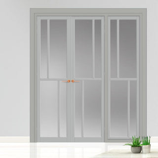Image: Urban Ultimate® Room Divider Hampton 4 Pane Door Pair DD6413F - Frosted Glass with Full Glass Side - Colour & Size Options