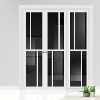 Image: Urban Ultimate® Room Divider Hampton 4 Pane Door Pair DD6413T - Tinted Glass with Matching Side - Colour & Size Options
