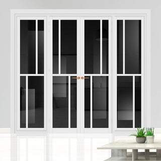 Image: Urban Ultimate® Room Divider Hampton 4 Pane Door Pair DD6413T - Tinted Glass with Matching Sides - Colour & Size Options