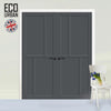 Hampton 4 Panel Solid Wood Internal Door Pair UK Made DD6413 - Eco-Urban® Stormy Grey Premium Primed