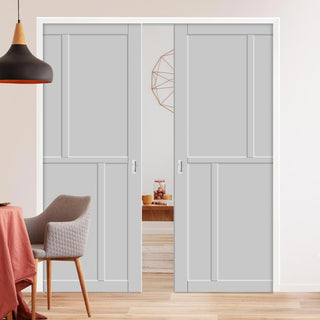 Image: Bespoke Handmade Eco-Urban® Hampton 4 Panel Double Evokit Pocket Door DD6413 - Colour Options