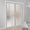 Eco-Urban Hampton 4 Pane Solid Wood Internal Door Pair UK Made DD6413SG Frosted Glass - Eco-Urban® Mist Grey Premium Primed