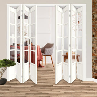 Image: Eight Folding Door & Frame Kit - Eco-Urban® Hereford 4 Pane 1 Panel DD6208C 4+4 - Clear Glass - Colour & Size Options