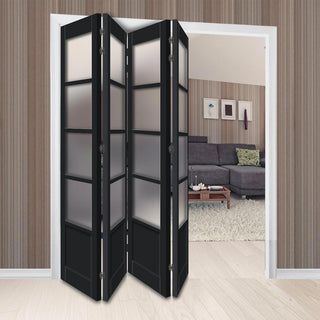 Image: Four Folding Door & Frame Kit - Eco-Urban® Hereford 4 Pane 1 Panel DD6208F 4+0 - Frosted Glass - Colour & Size Options