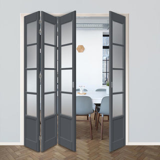 Image: Four Folding Door & Frame Kit - Eco-Urban® Hereford 4 Pane 1 Panel DD6208F 3+1 - Frosted Glass - Colour & Size Options