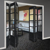 Six Folding Door & Frame Kit - Eco-Urban® Hereford 4 Pane 1 Panel DD6208C 3+3 - Clear Glass - Colour & Size Options