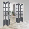 Six Folding Door & Frame Kit - Eco-Urban® Hereford 4 Pane 1 Panel DD6208F 3+3 - Frosted Glass - Colour & Size Options