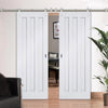 Saturn Tubular Stainless Steel Sliding Track & Idaho 3 Panel Double Door - Primed