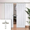 Saturn Tubular Stainless Steel Sliding Track & Idaho 3 Panel Double Door - Primed