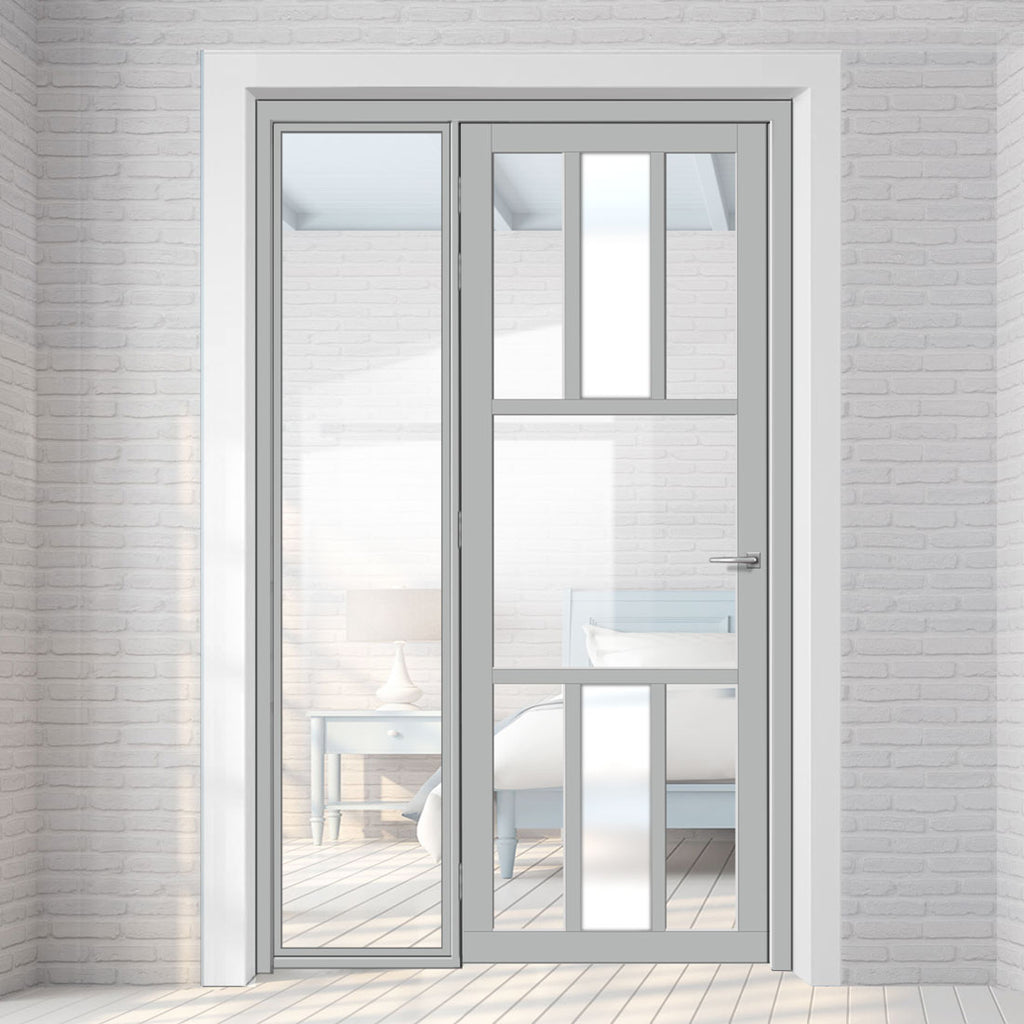 Room Divider - Handmade Eco-Urban® Tasmania Door DD6425CF Clear Glass (1 FROSTED PANE) - Premium Primed - Colour & Size Options