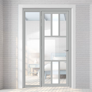Image: Room Divider - Handmade Eco-Urban® Tasmania Door DD6425CF Clear Glass (1 FROSTED PANE) - Premium Primed - Colour & Size Options