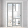 Room Divider - Handmade Eco-Urban® Tasmania Door DD6425CF Clear Glass (1 FROSTED PANE) - Premium Primed - Colour & Size Options