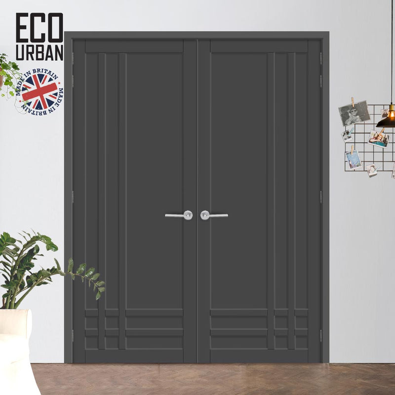 Irvine 9 Panel Solid Wood Internal Door Pair UK Made DD6434 - Eco-Urban® Stormy Grey Premium Primed
