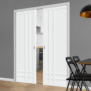 Image: Bespoke Handmade Eco-Urban® Irvine 9 Panel Double Evokit Pocket Door DD6434 - Colour Options