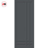 Top Mounted Black Sliding Track & Solid Wood Double Doors - Eco-Urban® Irvine 9 Panel Doors DD6434 - Stormy Grey Premium Primed