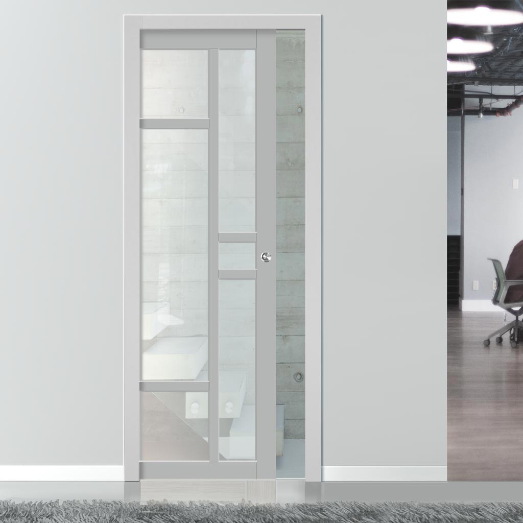 Handmade Eco-Urban® Isla 6 Pane Single Evokit Pocket Door DD6429G Clear Glass - Colour & Size Options