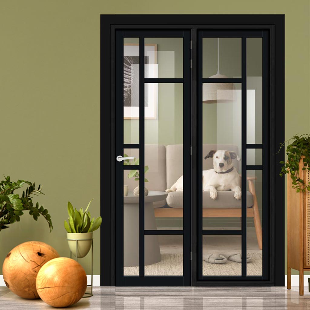 Urban Ultimate® Room Divider Isla 6 Pane Door DD6429C with Matching Side - Clear Glass - Colour & Height Options