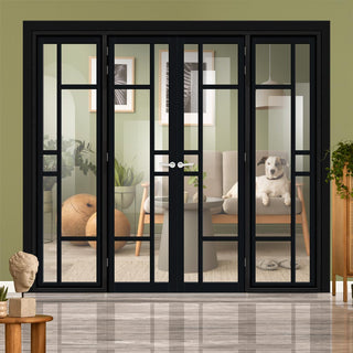 Image: Urban Ultimate® Room Divider Isla 6 Pane Door Pair DD6429C with Matching Sides - Clear Glass - Colour & Height Options