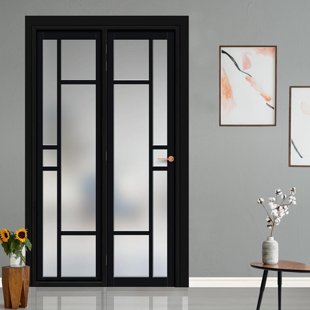 Urban Ultimate® Room Divider Isla 6 Pane Door DD6429F - Frosted Glass with Full Glass Side - Colour & Size Options