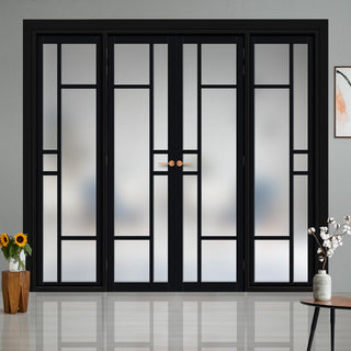 Image: Urban Ultimate® Room Divider Isla 6 Pane Door Pair DD6429F - Frosted Glass with Matching Sides - Colour & Size Options