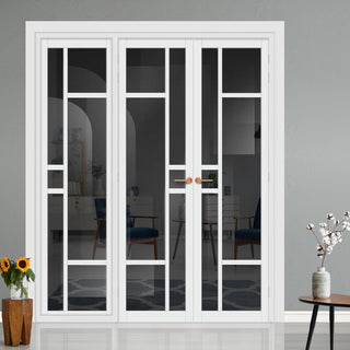 Image: Urban Ultimate® Room Divider Isla 6 Pane Door Pair DD6429T - Tinted Glass with Matching Side - Colour & Size Options