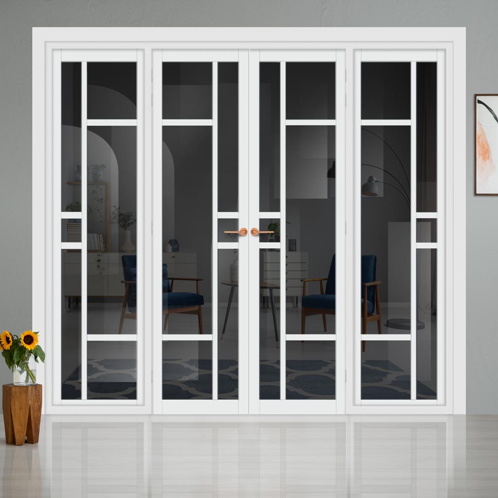 Urban Ultimate® Room Divider Isla 6 Pane Door Pair DD6429T - Tinted Glass with Matching Sides - Colour & Size Options