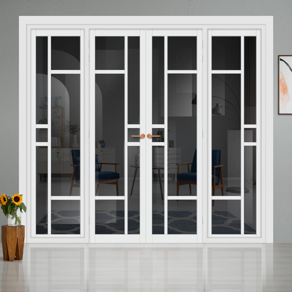 Urban Ultimate® Room Divider Isla 6 Pane Door Pair DD6429T - Tinted Glass with Full Glass Sides - Colour & Size Options