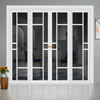 Image: Urban Ultimate® Room Divider Isla 6 Pane Door Pair DD6429T - Tinted Glass with Full Glass Sides - Colour & Size Options