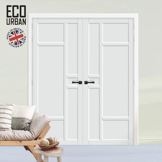 Image: Isla 6 Panel Solid Wood Internal Door Pair UK Made DD6429 - Eco-Urban® Cloud White Premium Primed