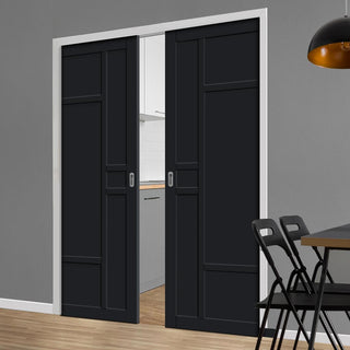 Image: Bespoke Handmade Eco-Urban® Isla 6 Panel Double Evokit Pocket Door DD6429 - Colour Options