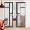 Bespoke Handmade Eco-Urban® Isla 6 Pane Double Evokit Pocket Door DD6429G Clear Glass - Colour Options