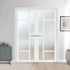 Eco-Urban Isla 6 Pane Solid Wood Internal Door Pair UK Made DD6429SG Frosted Glass - Eco-Urban® Cloud White Premium Primed