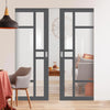 Handmade Eco-Urban® Isla 6 Pane Double Absolute Evokit Pocket Door DD6429G Clear Glass - Colour & Size Options