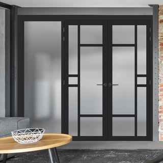Image: Room Divider - Handmade Eco-Urban® Isla Door Pair DD6429F - Frosted Glass - Premium Primed - Colour & Size Options