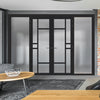 Bespoke Room Divider - Eco-Urban® Isla Door Pair DD6429F - Frosted Glass with Full Glass Sides - Premium Primed - Colour & Size Options