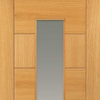 Ostria Oak Absolute Evokit Double Pocket Door Detail - Clear Glass - Prefinished