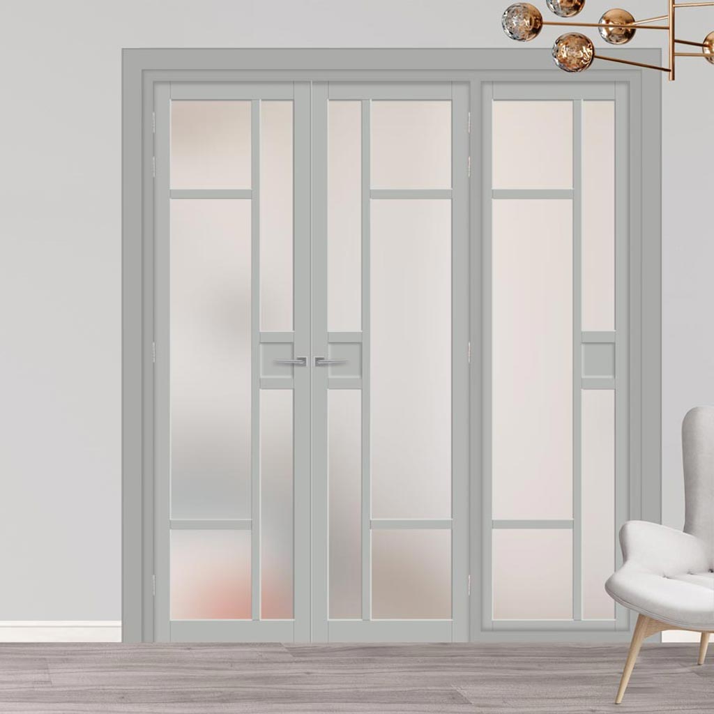 Urban Ultimate® Room Divider Jura 5 Pane 1 Panel Door Pair DD6431F - Frosted Glass with Full Glass Side - Colour & Size Options