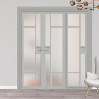 Image: Urban Ultimate® Room Divider Jura 5 Pane 1 Panel Door Pair DD6431F - Frosted Glass with Full Glass Side - Colour & Size Options