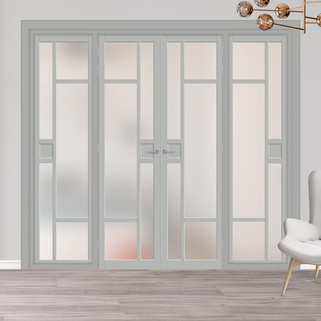 Urban Ultimate® Room Divider Jura 5 Pane 1 Panel Door Pair DD6431F - Frosted Glass with Matching Sides - Colour & Size Options