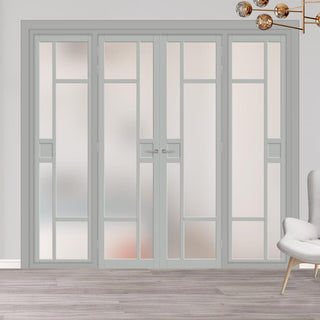 Image: Urban Ultimate® Room Divider Jura 5 Pane 1 Panel Door Pair DD6431F - Frosted Glass with Matching Sides - Colour & Size Options