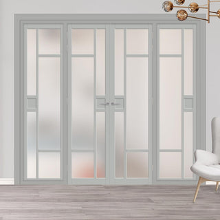 Image: Urban Ultimate® Room Divider Jura 5 Pane 1 Panel Door Pair DD6431F - Frosted Glass with Full Glass Sides - Colour & Size Options
