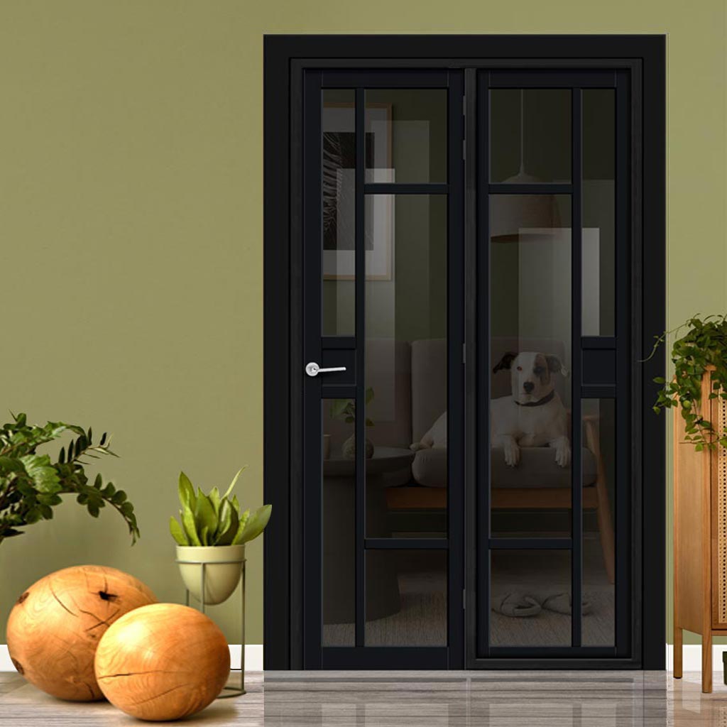 Urban Ultimate® Room Divider Jura 5 Pane 1 Panel Door DD6431T - Tinted Glass with Matching Side - Colour & Size Options